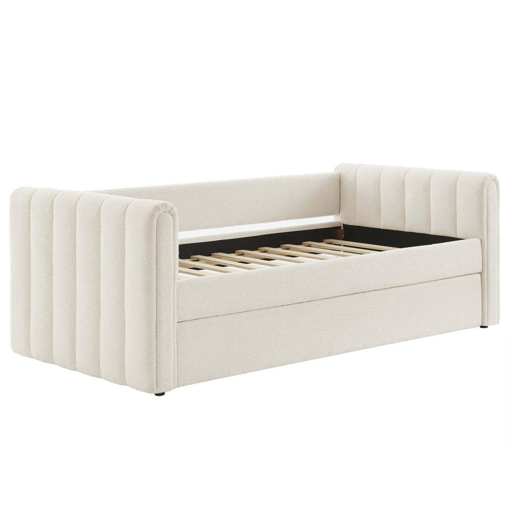 Veyla Channel Tufted Boucle Twin Daybed with Trundle by Modway