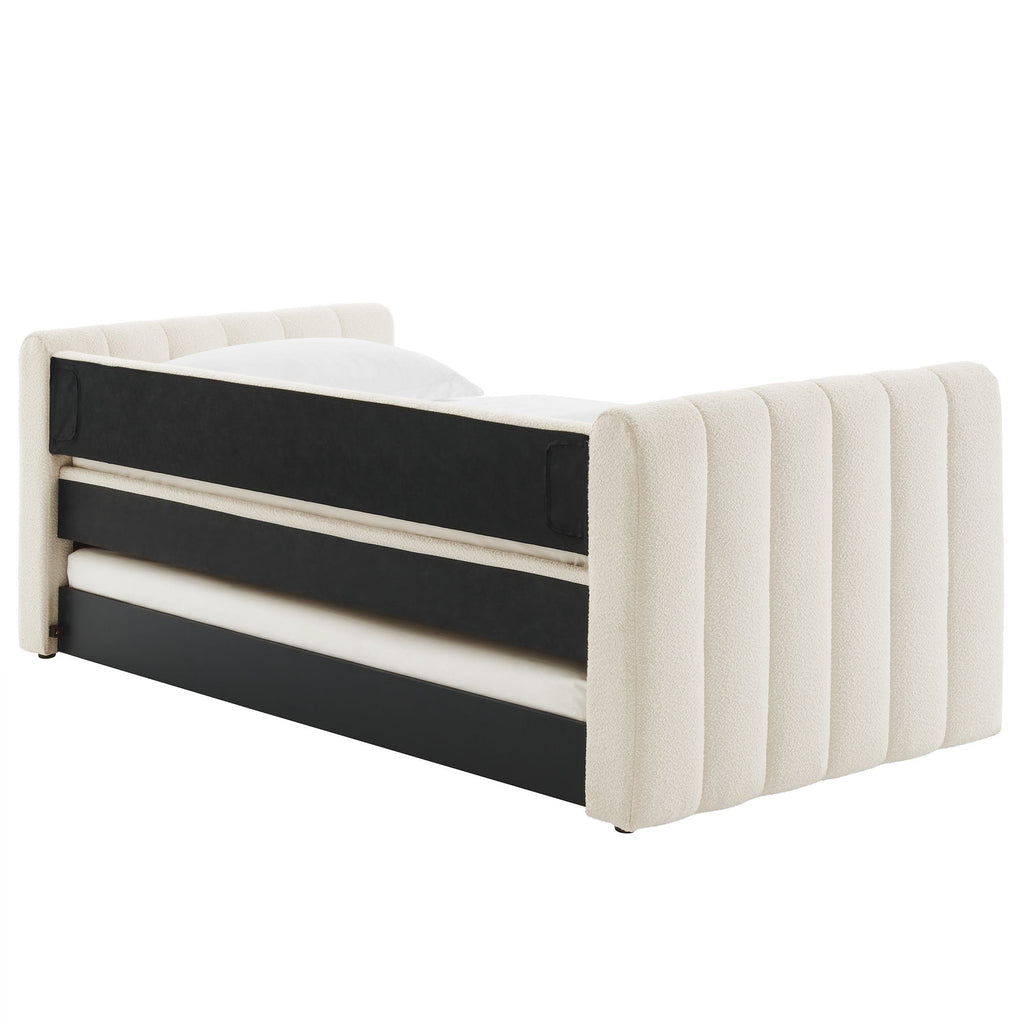 Veyla Channel Tufted Boucle Twin Daybed with Trundle by Modway