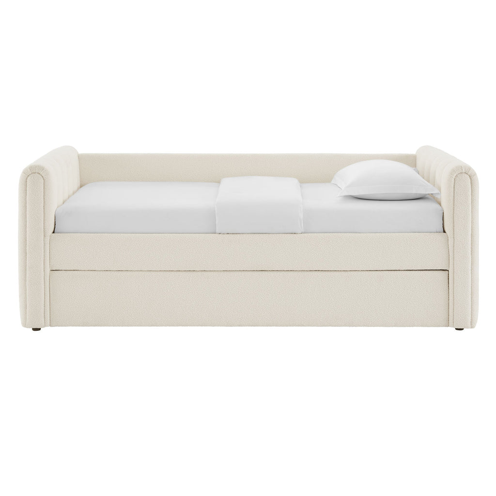 Veyla Channel Tufted Boucle Twin Daybed with Trundle by Modway