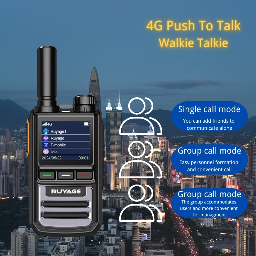 RUYAGE R1 4G LTE PoC Two Way Radio | Nationwide Long Range Walkie Talkie