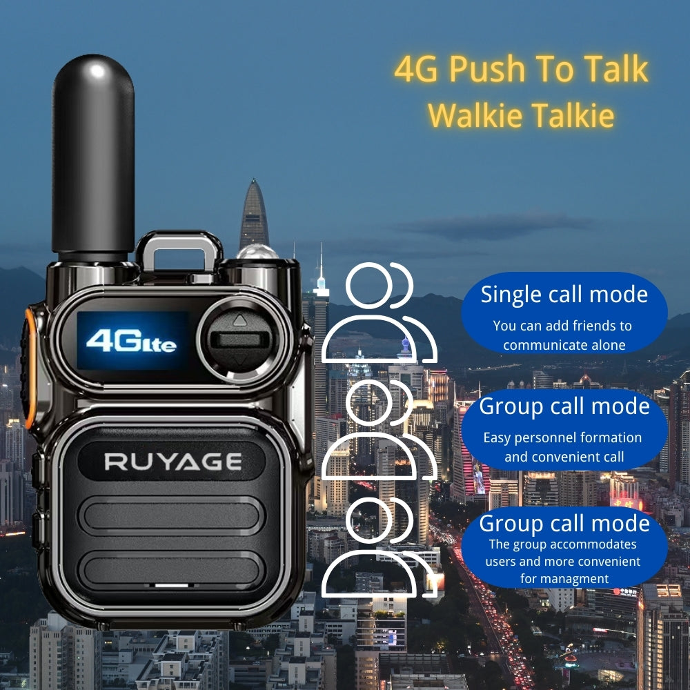 RUYAGE X40 Mini POC Radio | Compact Metal Body 4G LTE Push To Talk Walkie Talkie