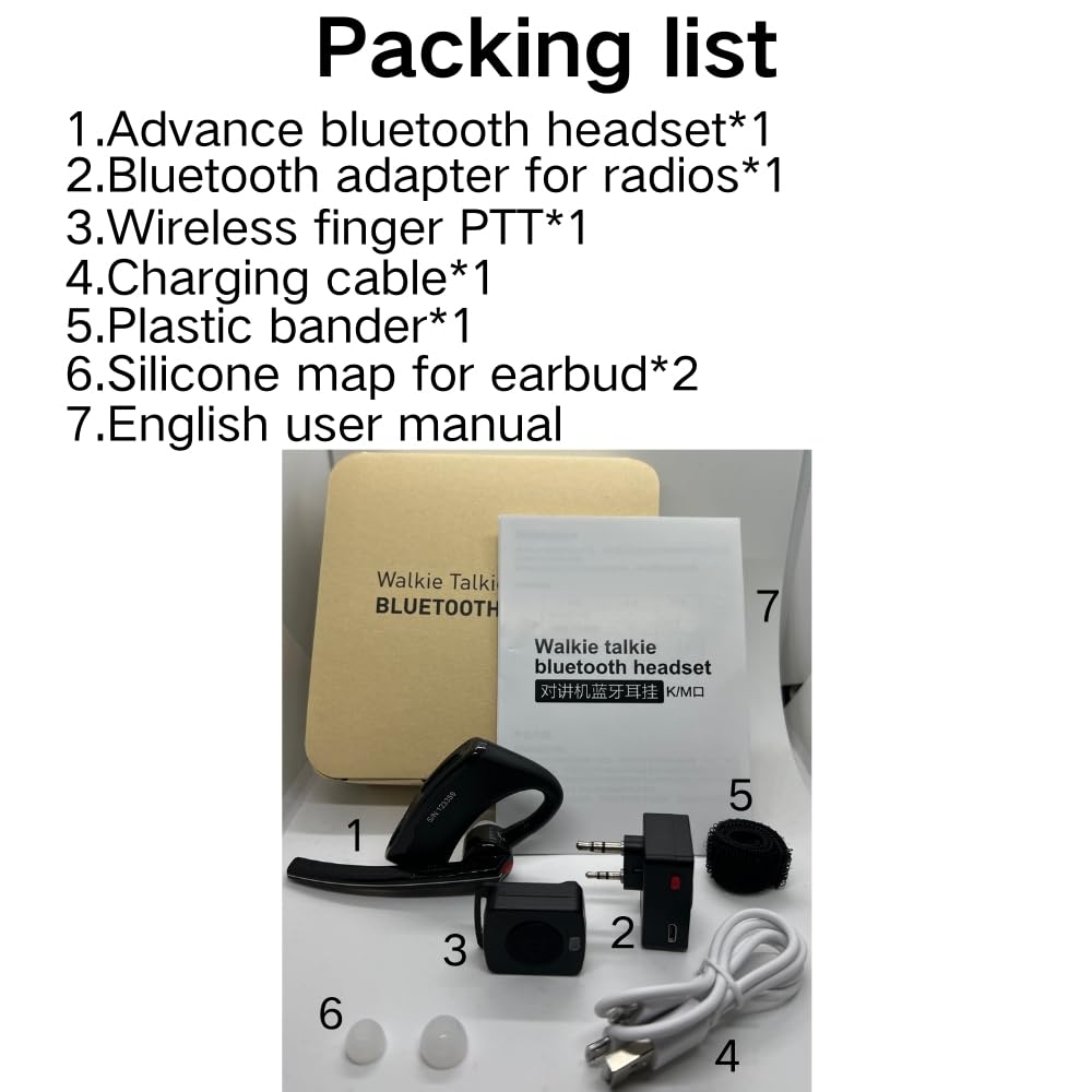 RUYAGE Bluetooth Walkie Talkie Adapter | Wireless PTT Radio Headset