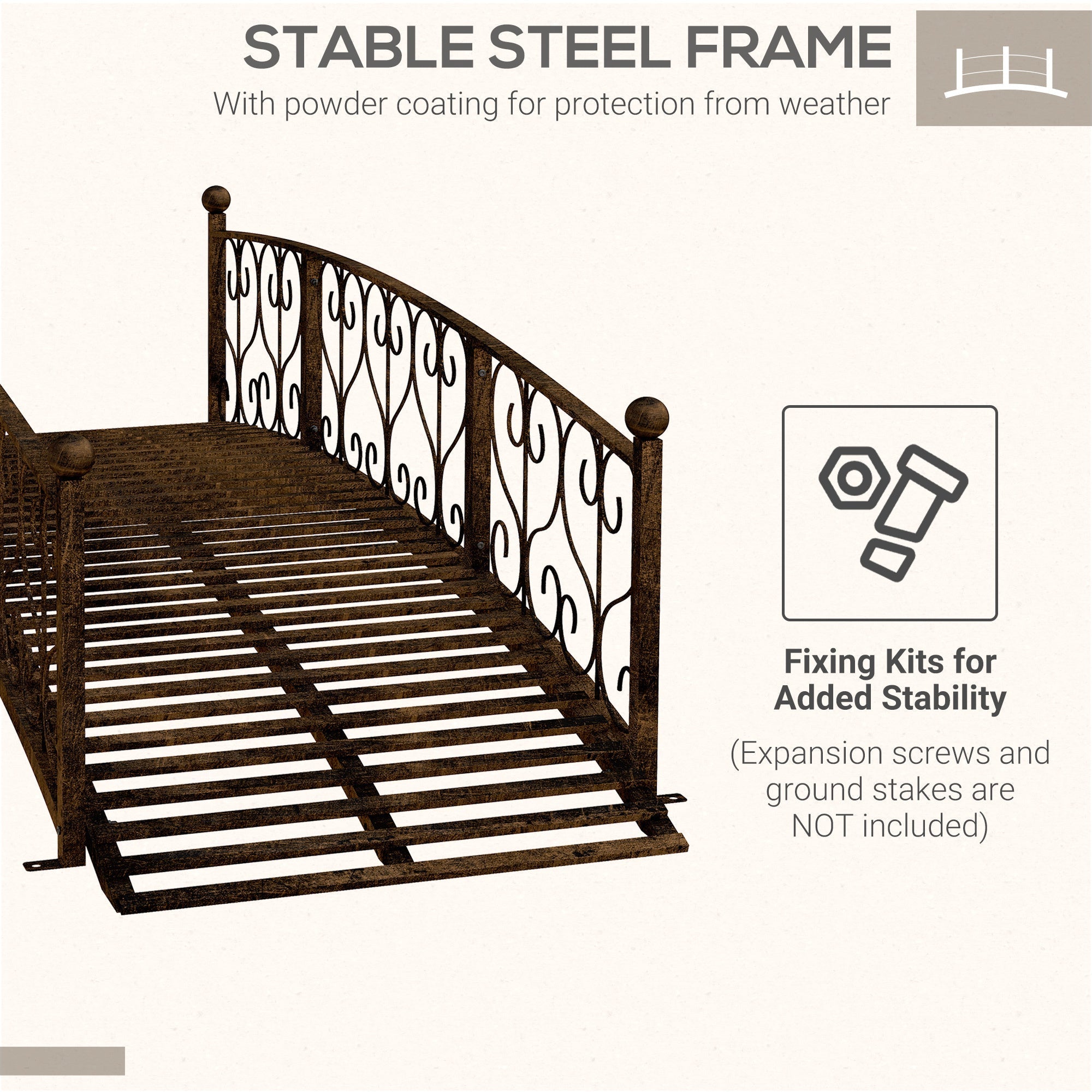 Outsunny 7' Metal Arch Garden Bridge with Safety Siderails