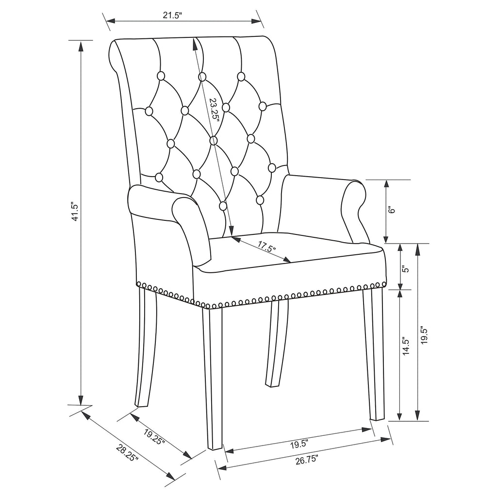 Tufted Arm Chair With Nailhead Trim