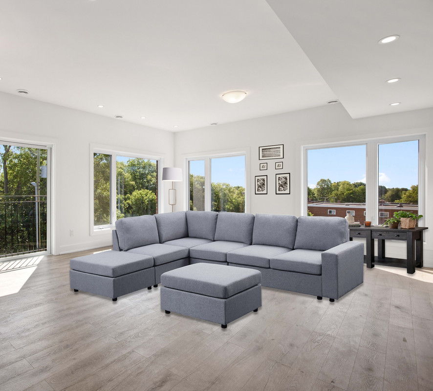 Marley 7-Seat Reversible Modular Sectional Sofa with Ottoman