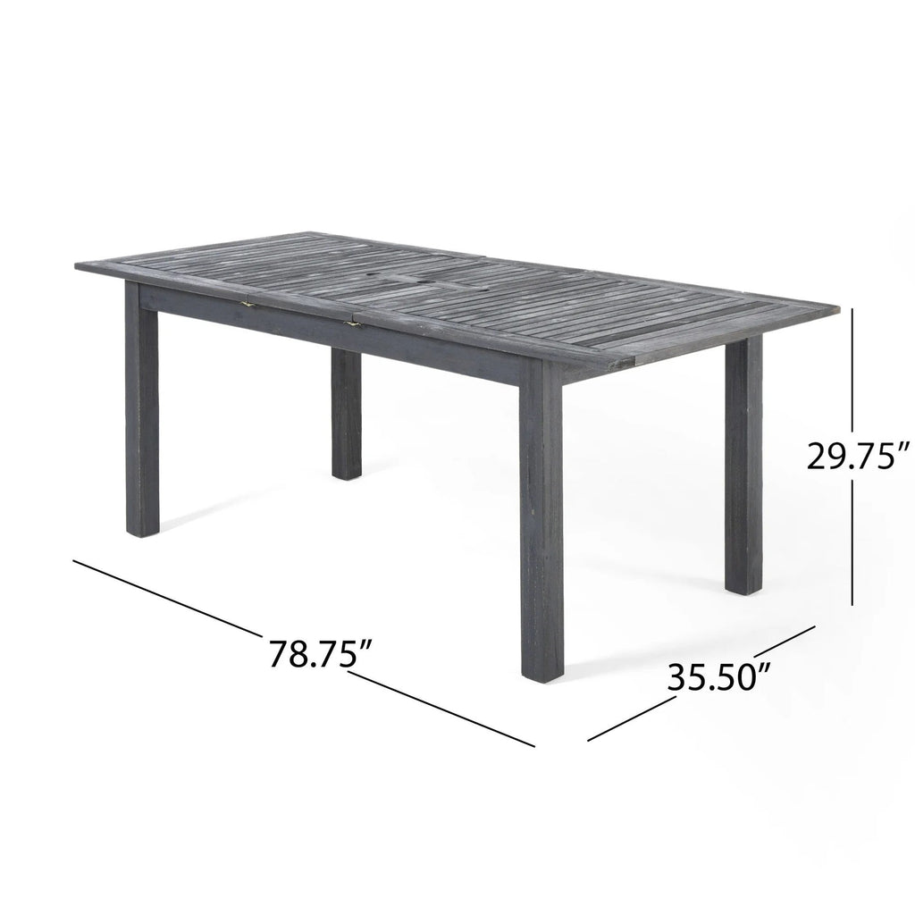 7-Piece Outdoor Dining Set with Extendable Acacia Wood Table