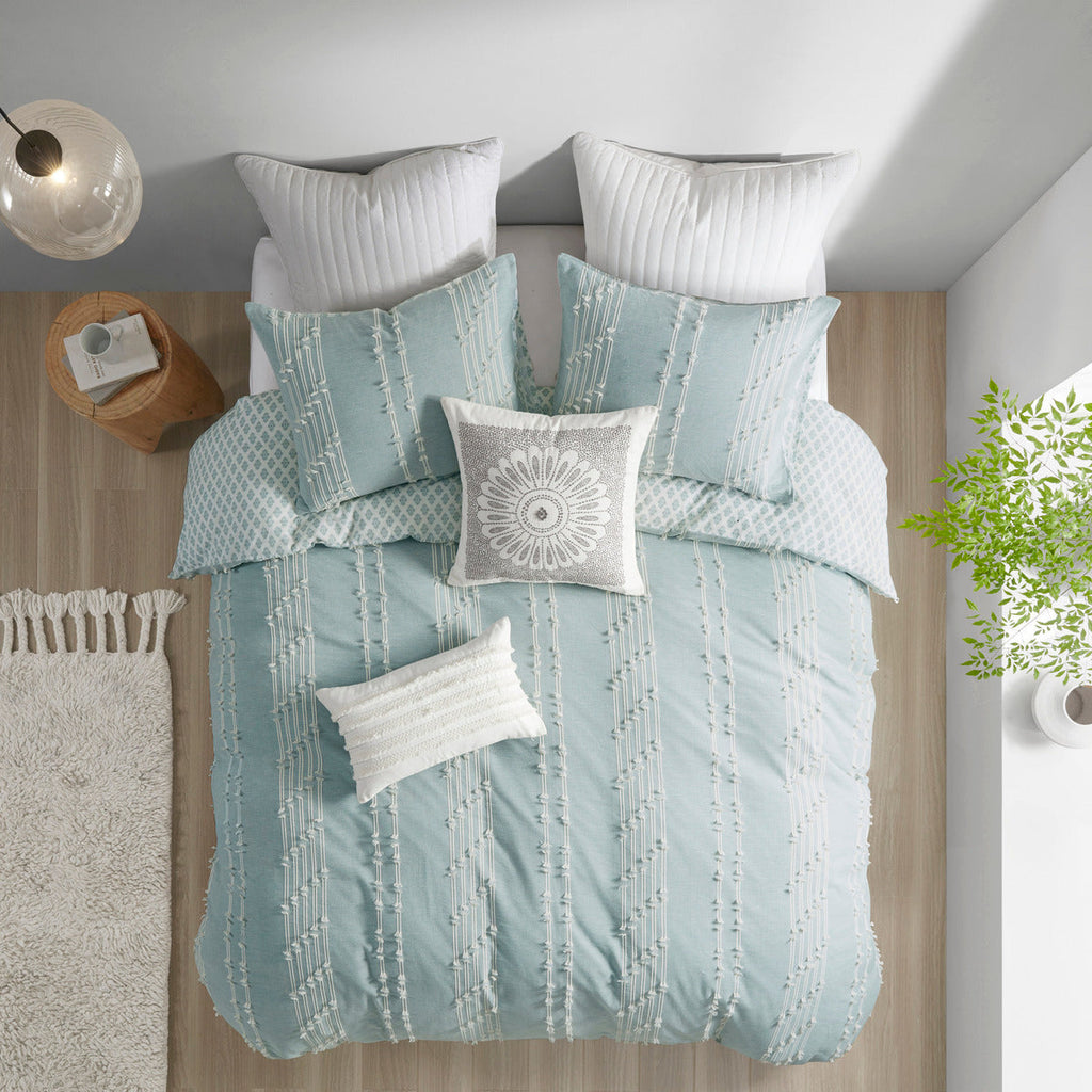 King/Cal King 3 Piece Cotton Jacquard Duvet Cover Set