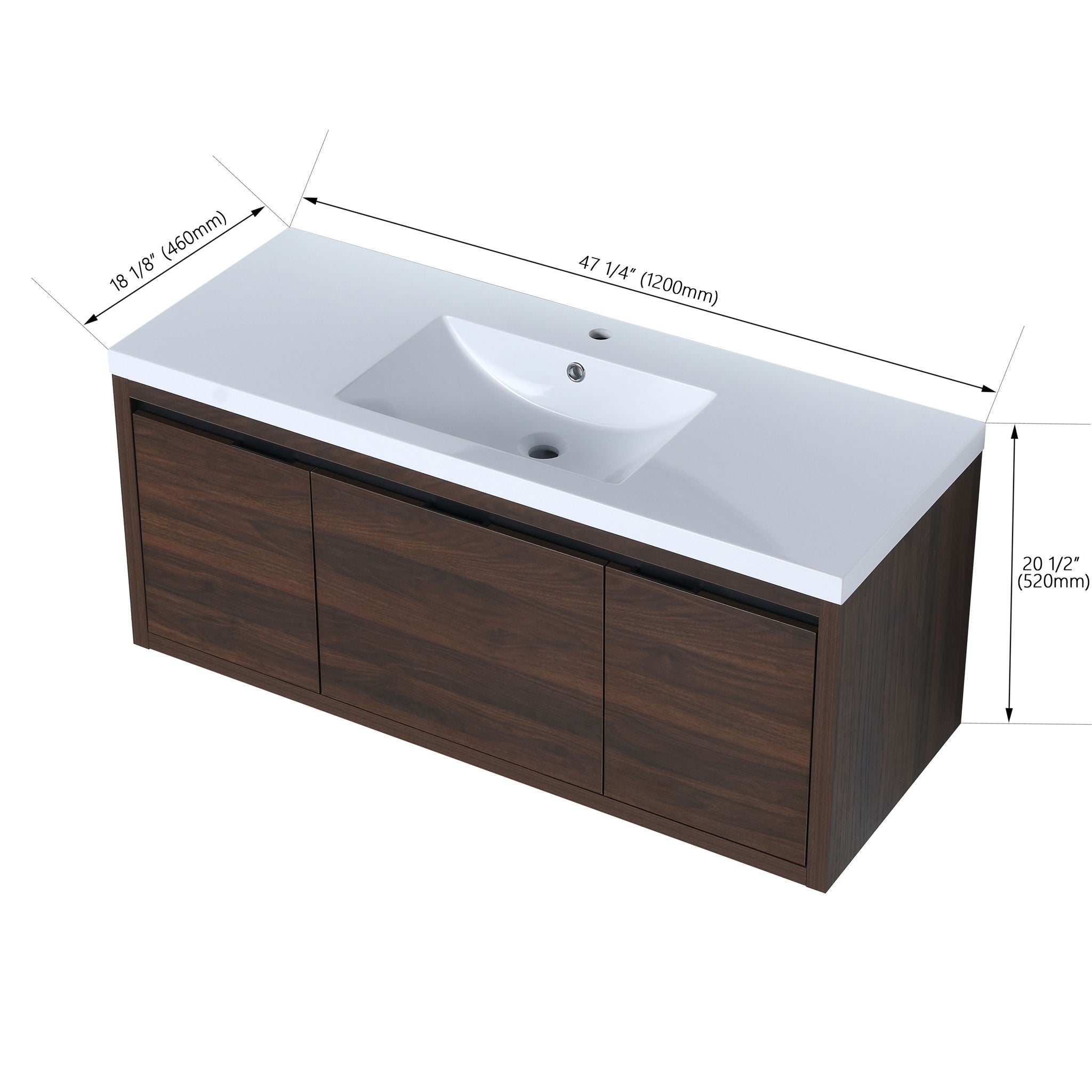 Floating Bathroom Vanity with Resin Sink and Soft-Close Doors