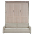 Queen Size Murphy Bed With Sofa And LED - Beige