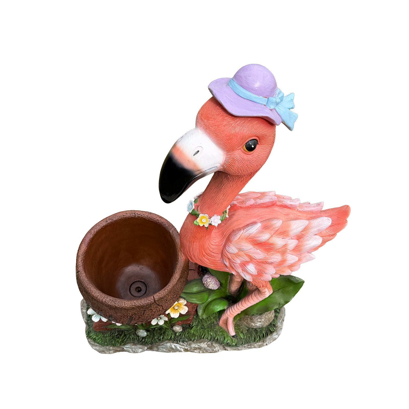 Outdoor Garden Sculpture Flamingo Flower Pot Planter