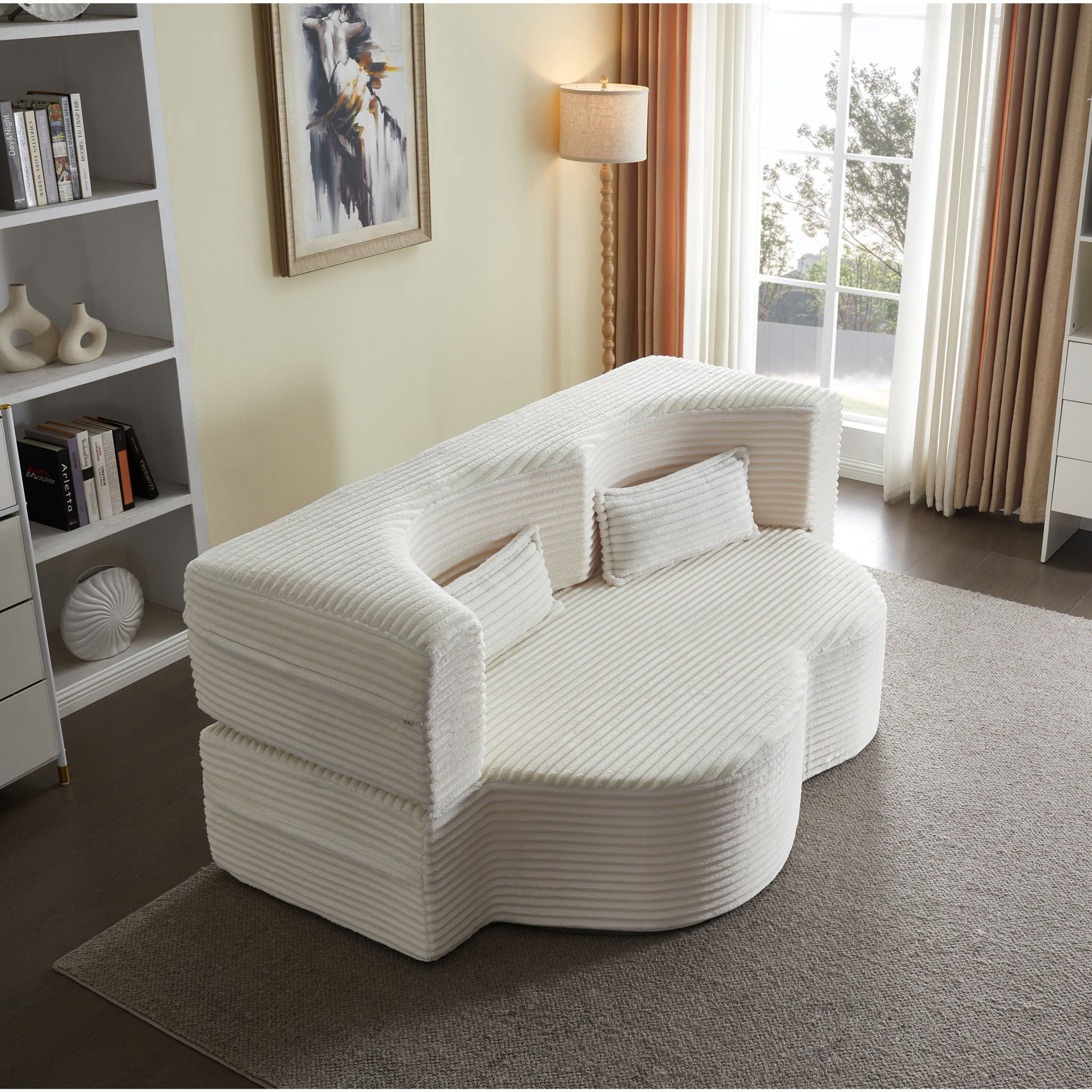 Floor Convertible Sleeper Sofa Bed With 2 Pillows