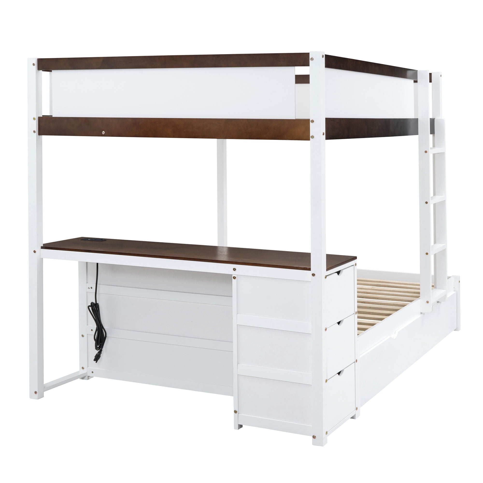 Bunk Bed With Twin Size Trundle, Storage And Desk