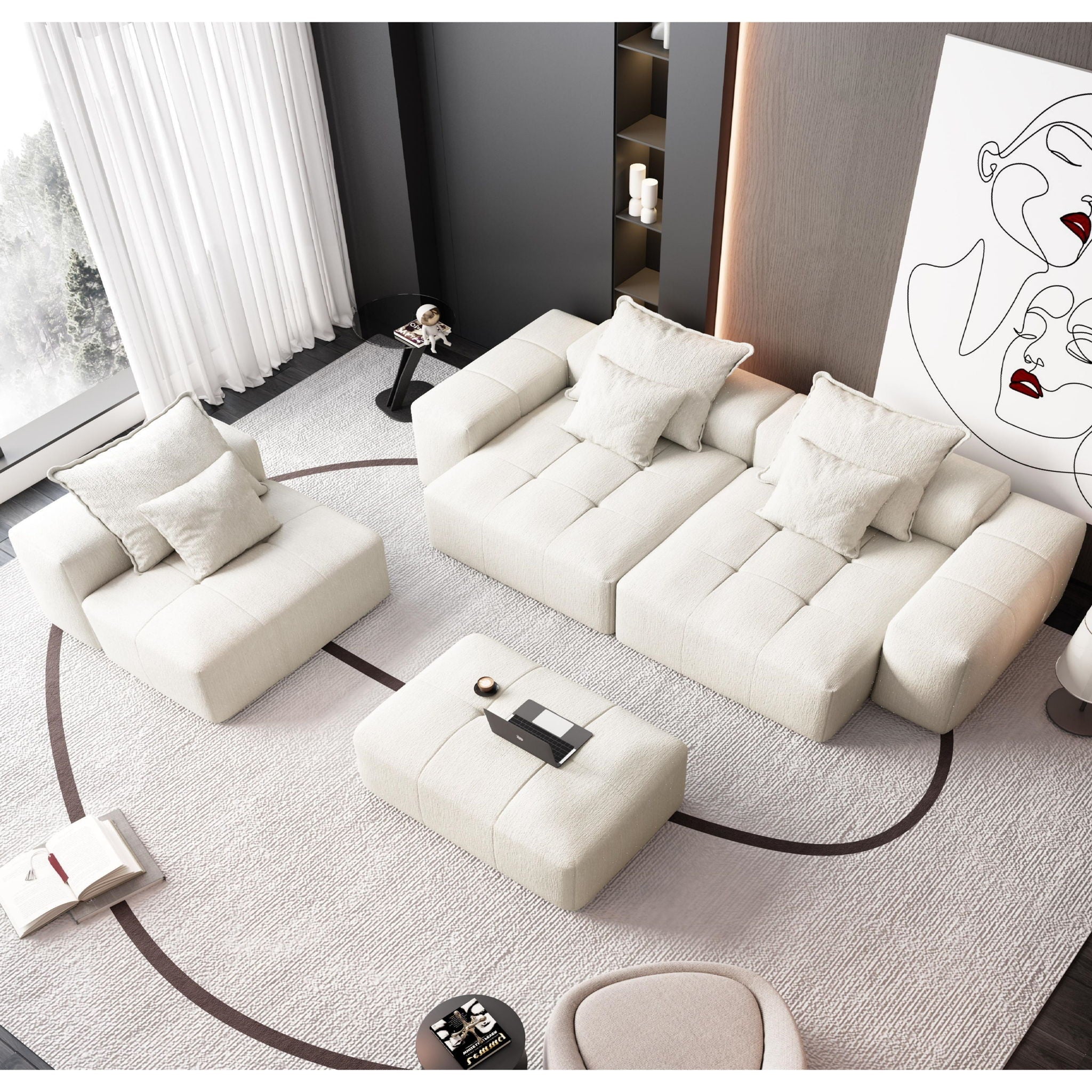 Modern Oversized DIY Combination Modular Sectional Sofa With Pillows
