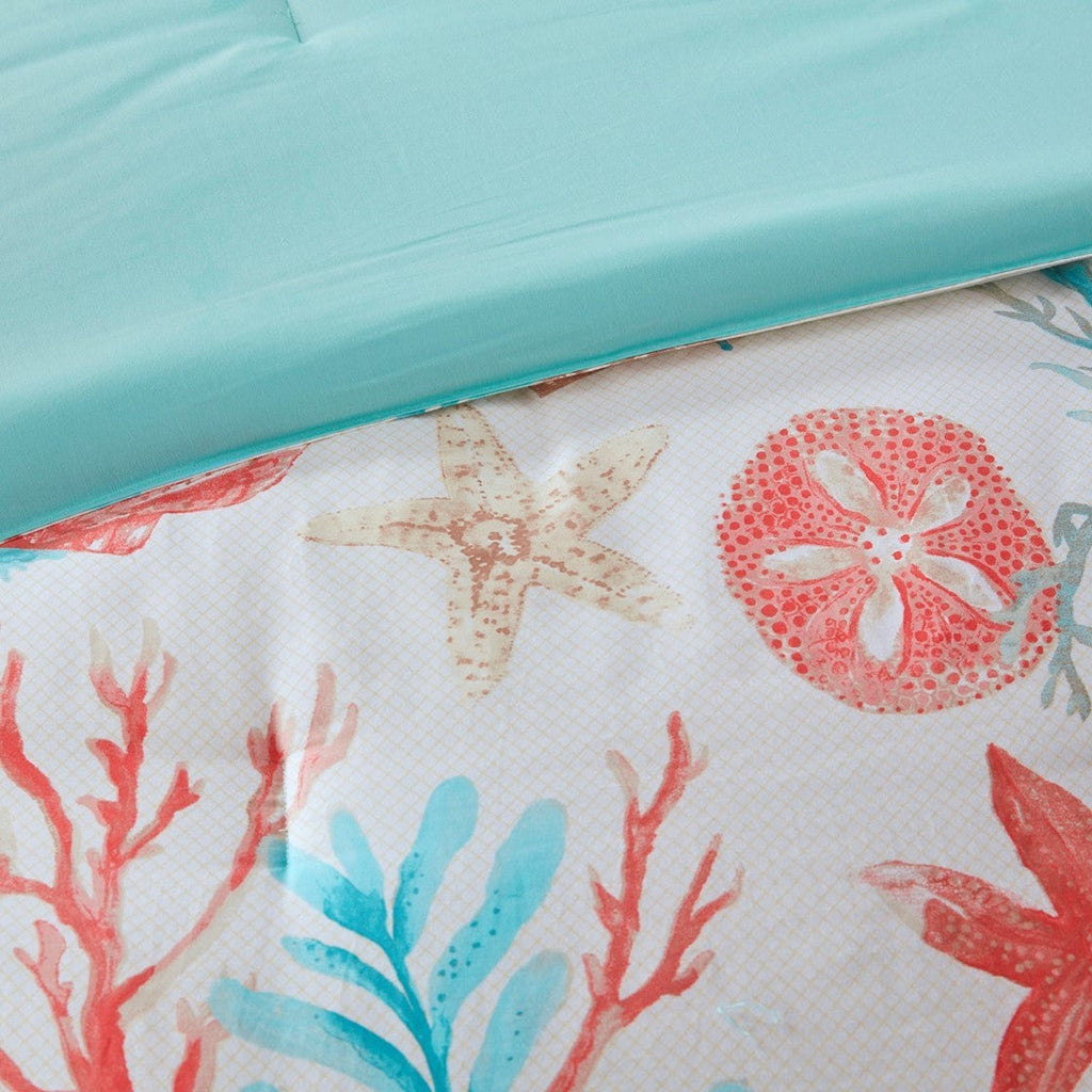 7 Piece Cotton Sateen Comforter Set Coral California King