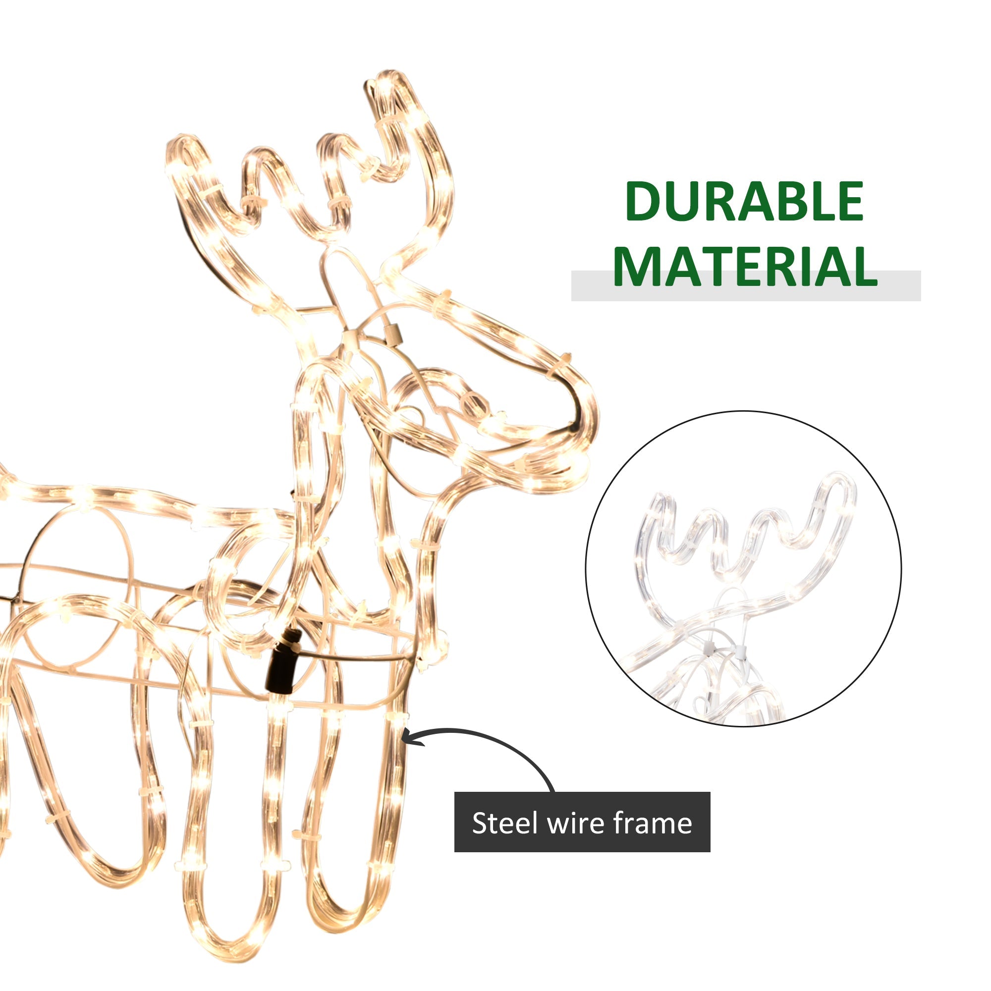 Outsunny 35' LED Reindeer Sleigh Outdoor Christmas Decoration