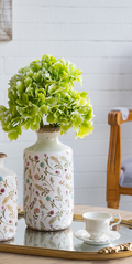 D5.3x10.6' Ceramic Cylinder Vase with Multi-Colored Floral Motifs