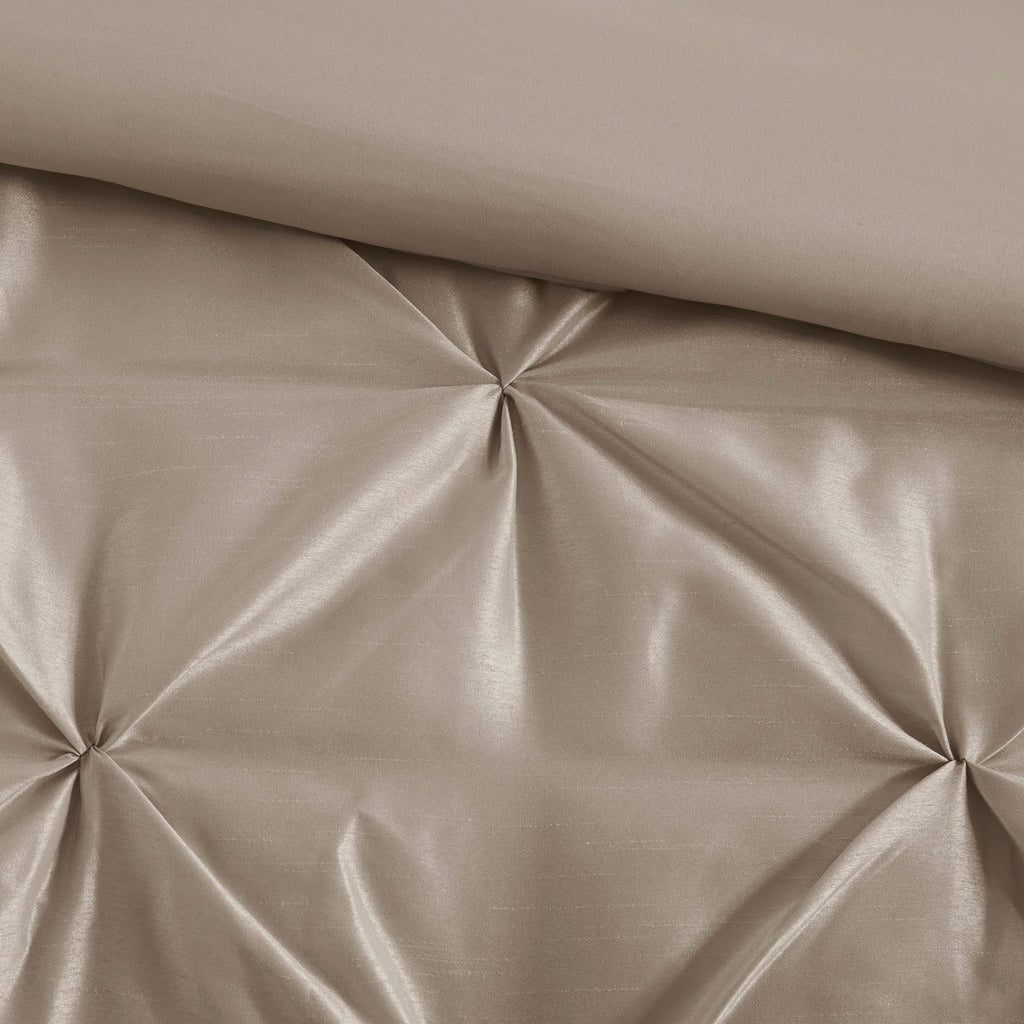 7 Piece Tufted Comforter Set Taupe Queen