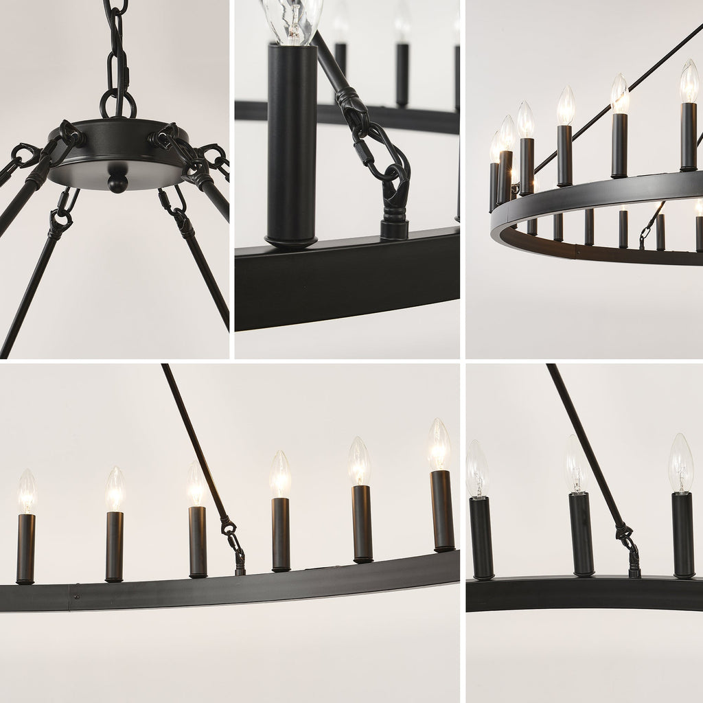 59.1 Inch 36-Light Wagon Wheel Chandelier