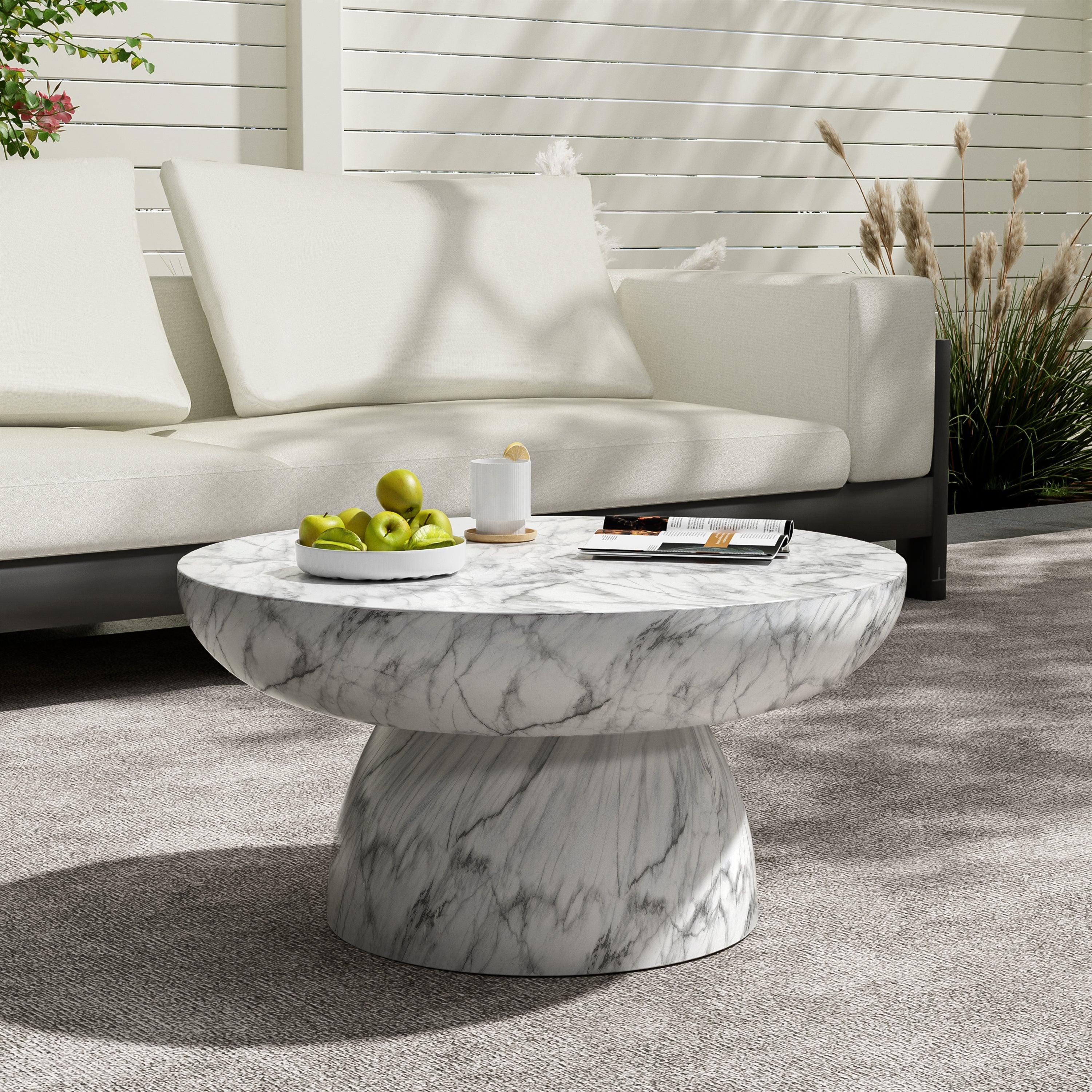 MGO Faux Marble Coffee Table for Indoor and Outdoor Use