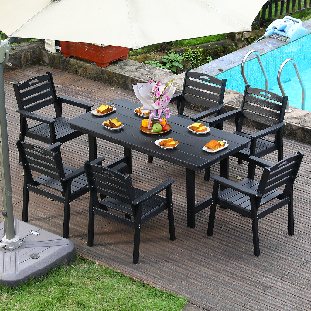 HDPE Outdoor Patio Dining Set with 6 Chairs