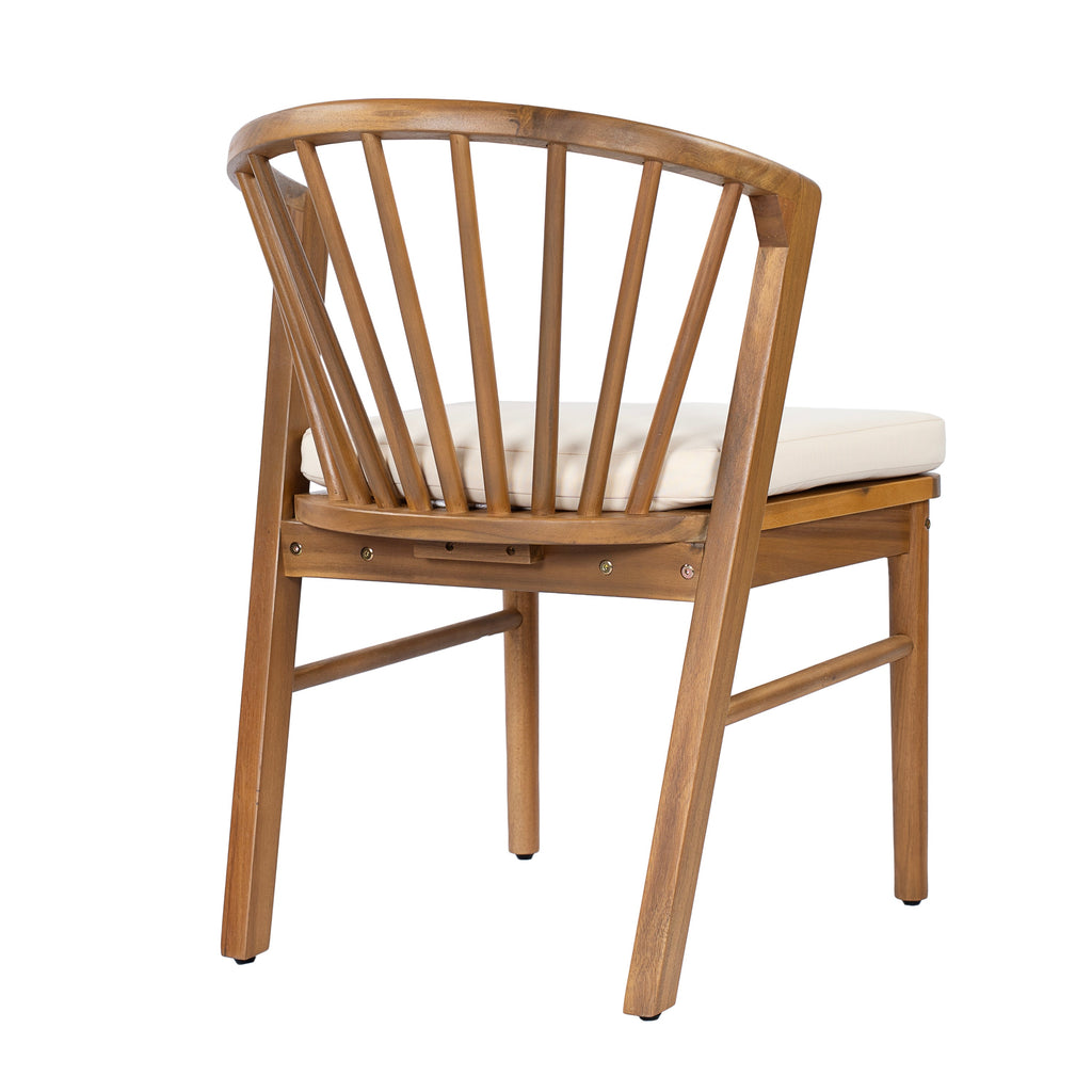 7 Pieces Acacia Wood Outdoor Dining Set with Cream Cushions