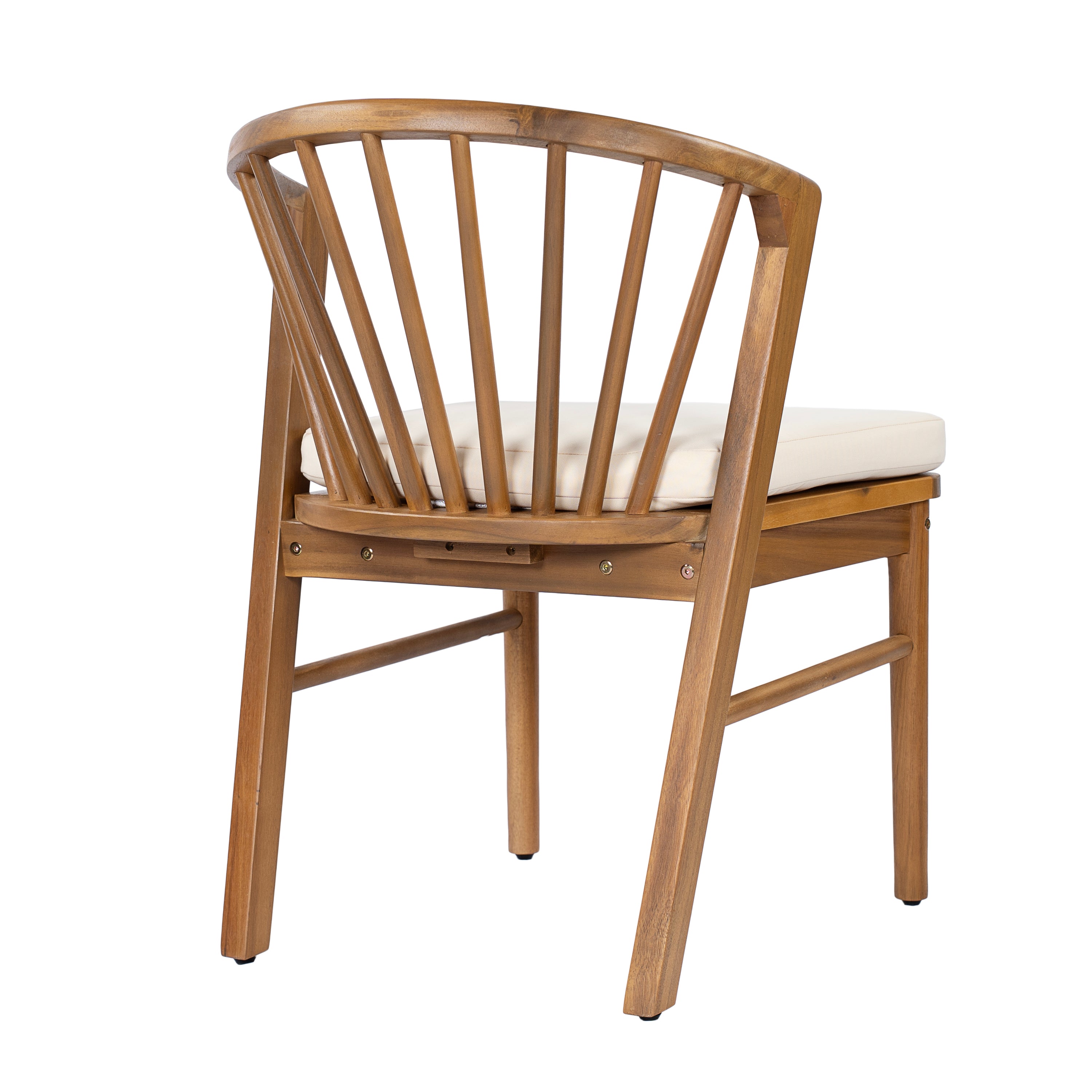 7 Pieces Acacia Wood Outdoor Dining Set with Cream Cushions