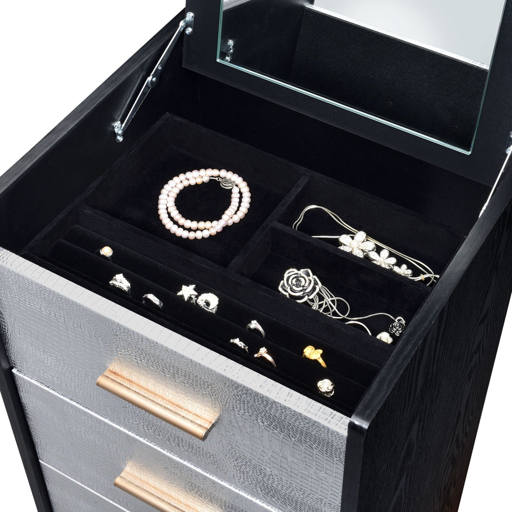 Myles Jewelry Armoire - Black / Silver / Gold