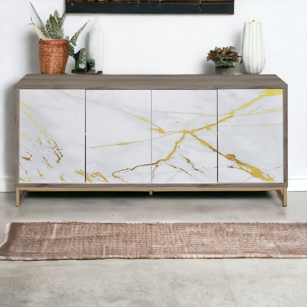 Paavan Console Cabinet - White / Champagne