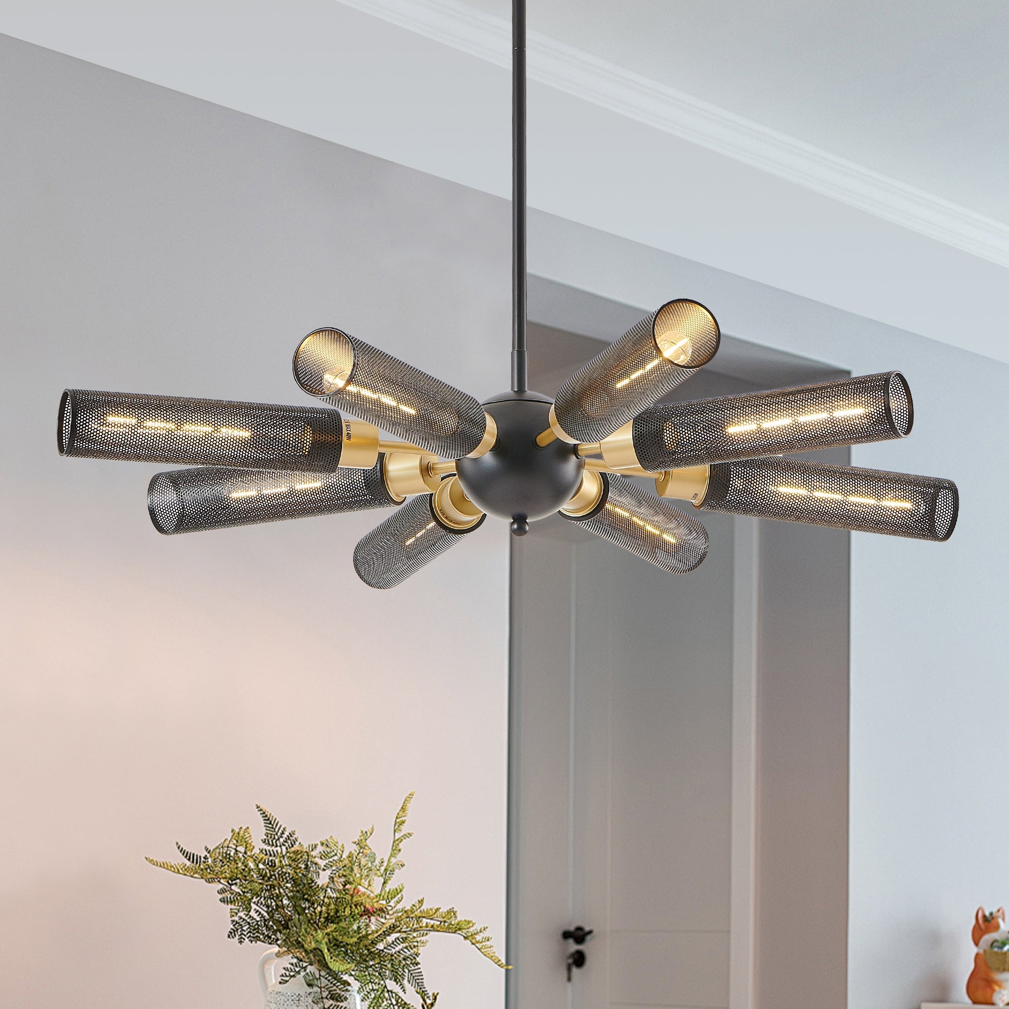 34' Modern Industrial Sputnik 8-Light Chandelier