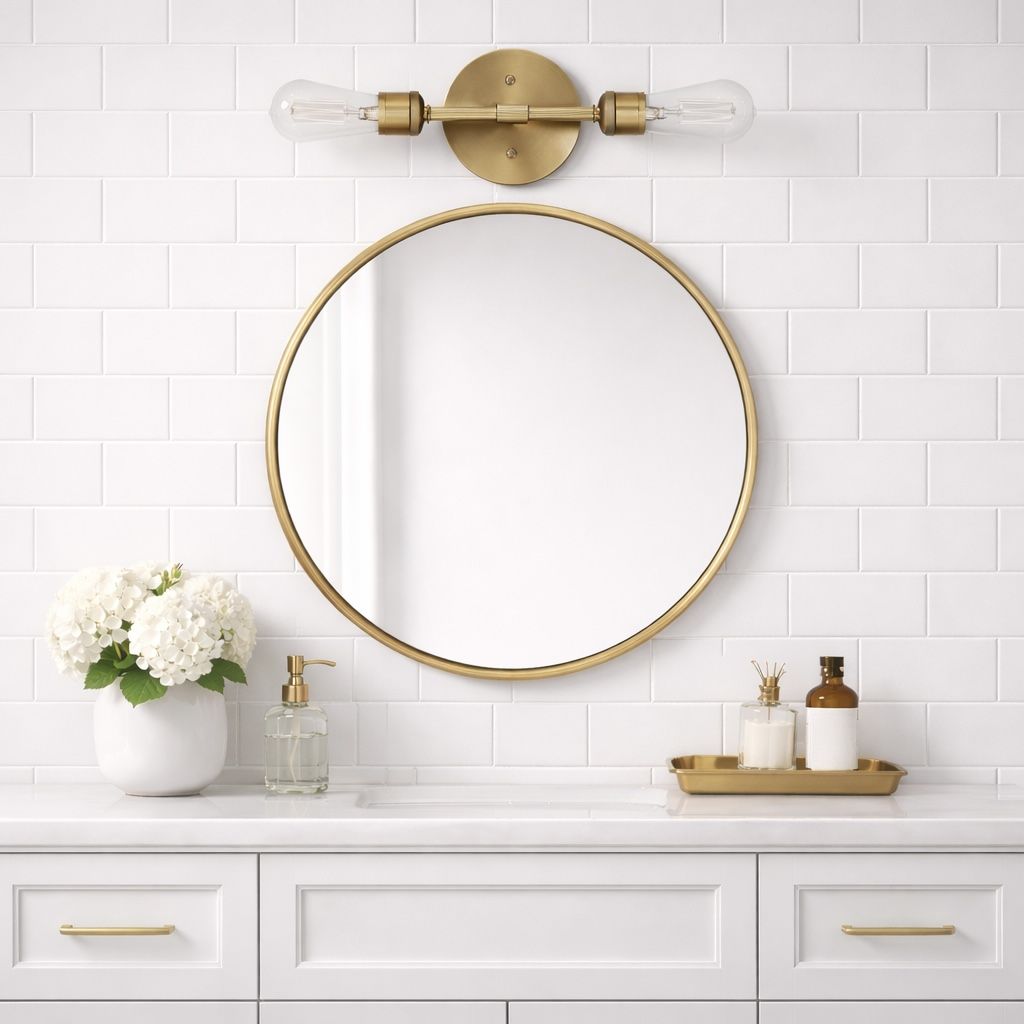 Reverie - Double Lights Bathroom Wall Sconce Over Mirror - Clear / Gold