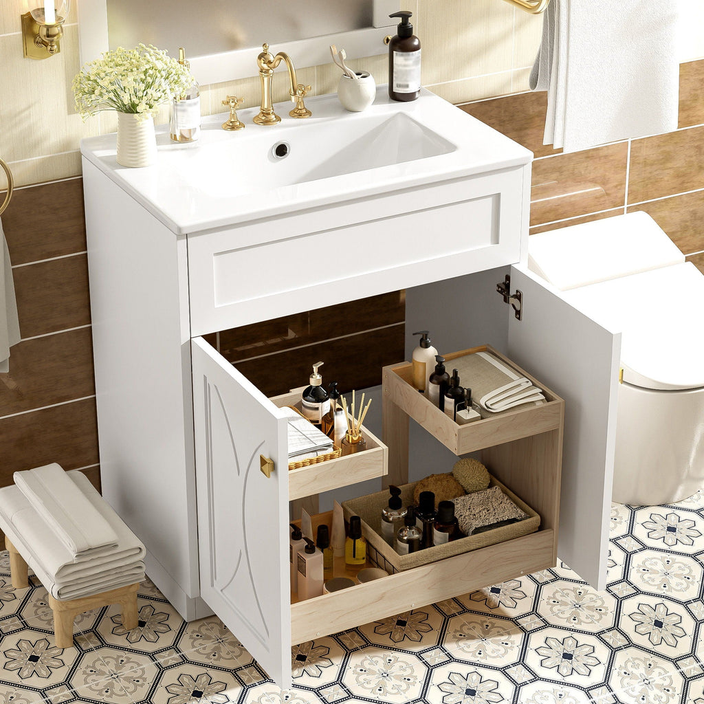 Bathroom Vanity With Sink, Freestanding Storage Cabinet With Handles