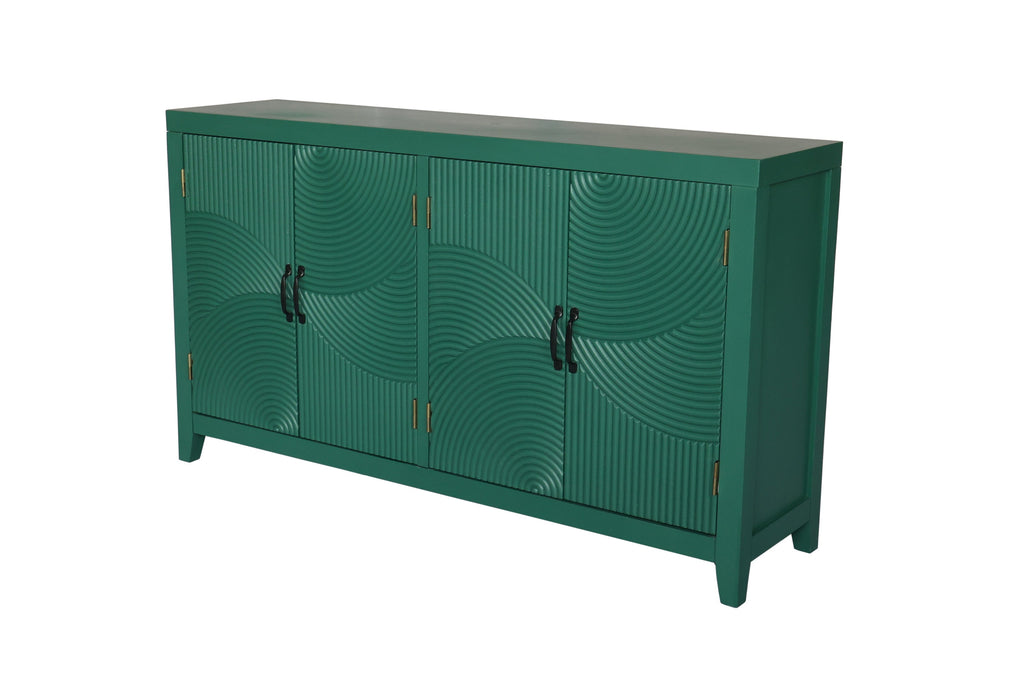 59in Green Accent Cabinet with 4 Doors Mid Century Modern Buffet