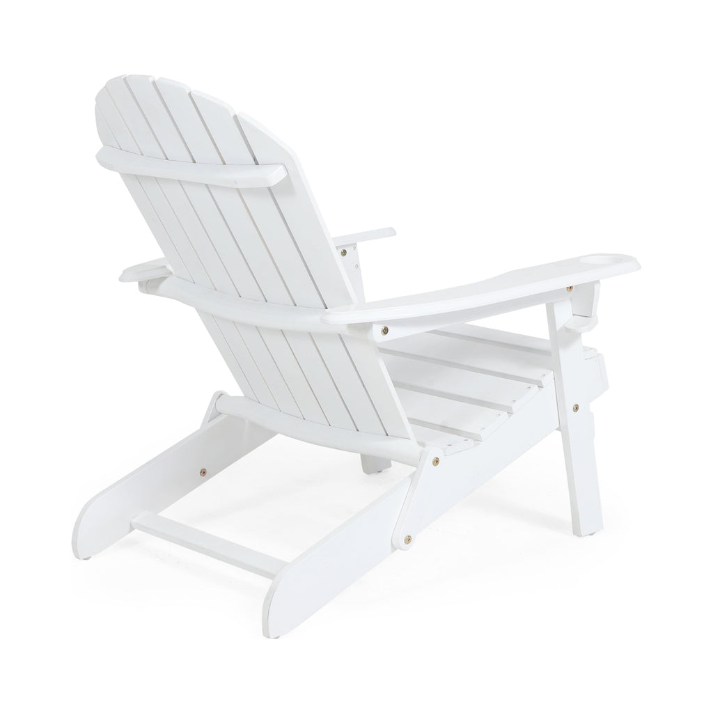 Zenithia Outdoor Foldable Adirondack Chair with 2 Cup Holders, White