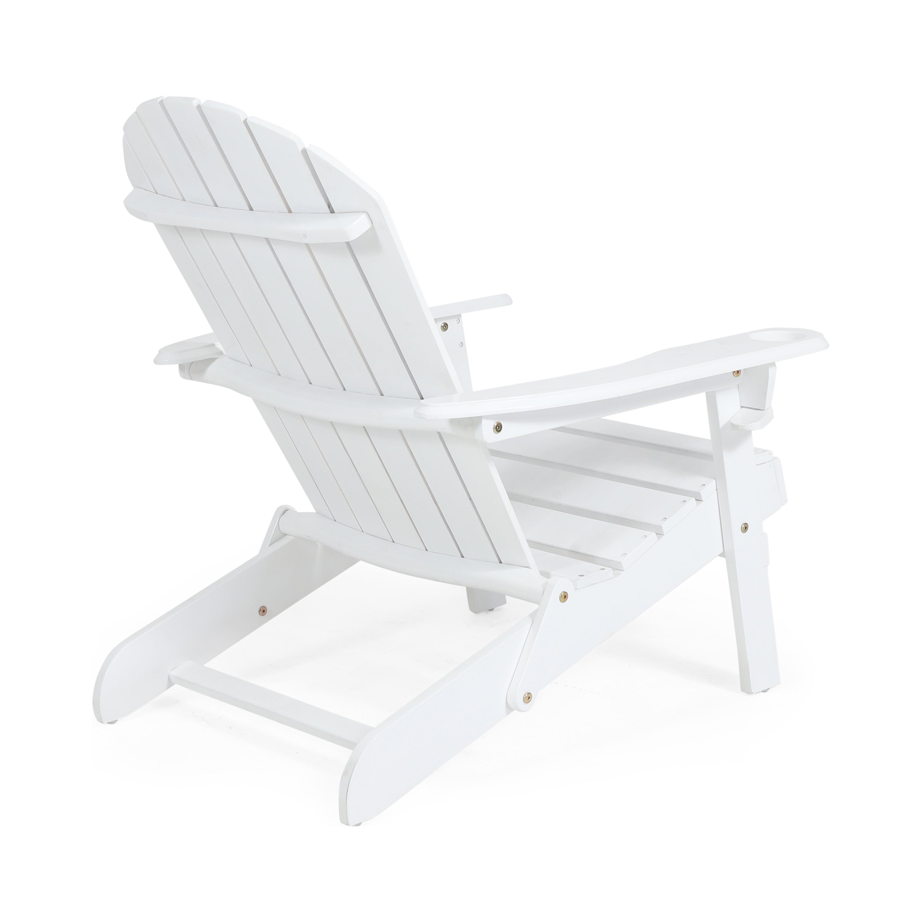 Zenithia Outdoor Foldable Adirondack Chair with 2 Cup Holders, White