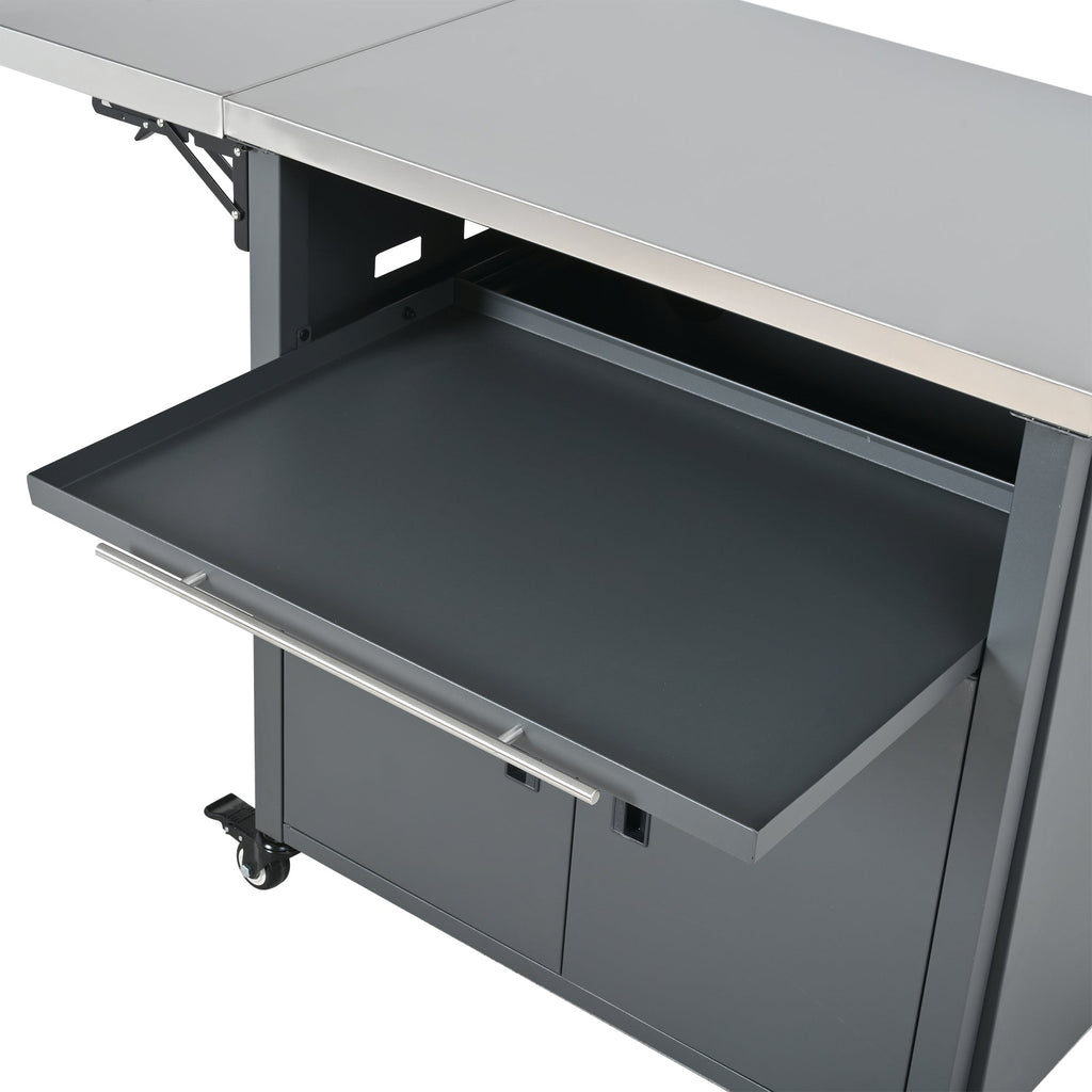 Foldable Outdoor Prep Station BBQ Cart Patio Dining Cart