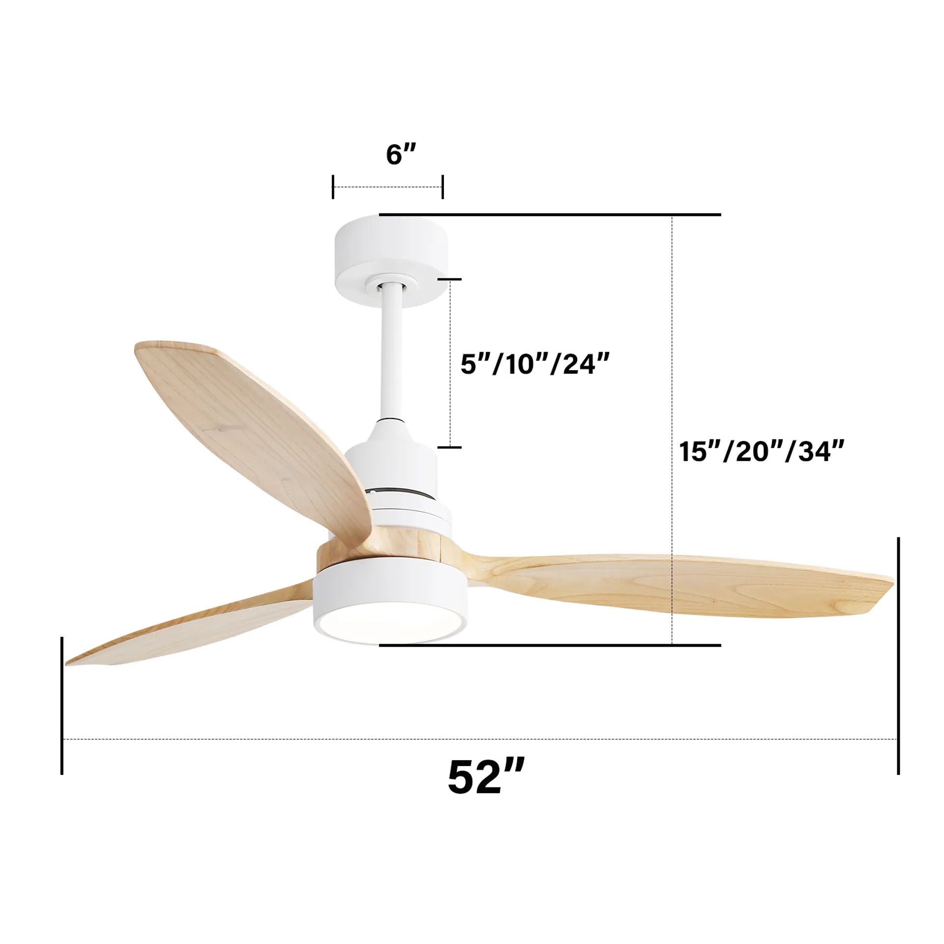 Indoor Ceiling Fan with Dimmable LED Light, 6-Speed Remote, Reversible Blades