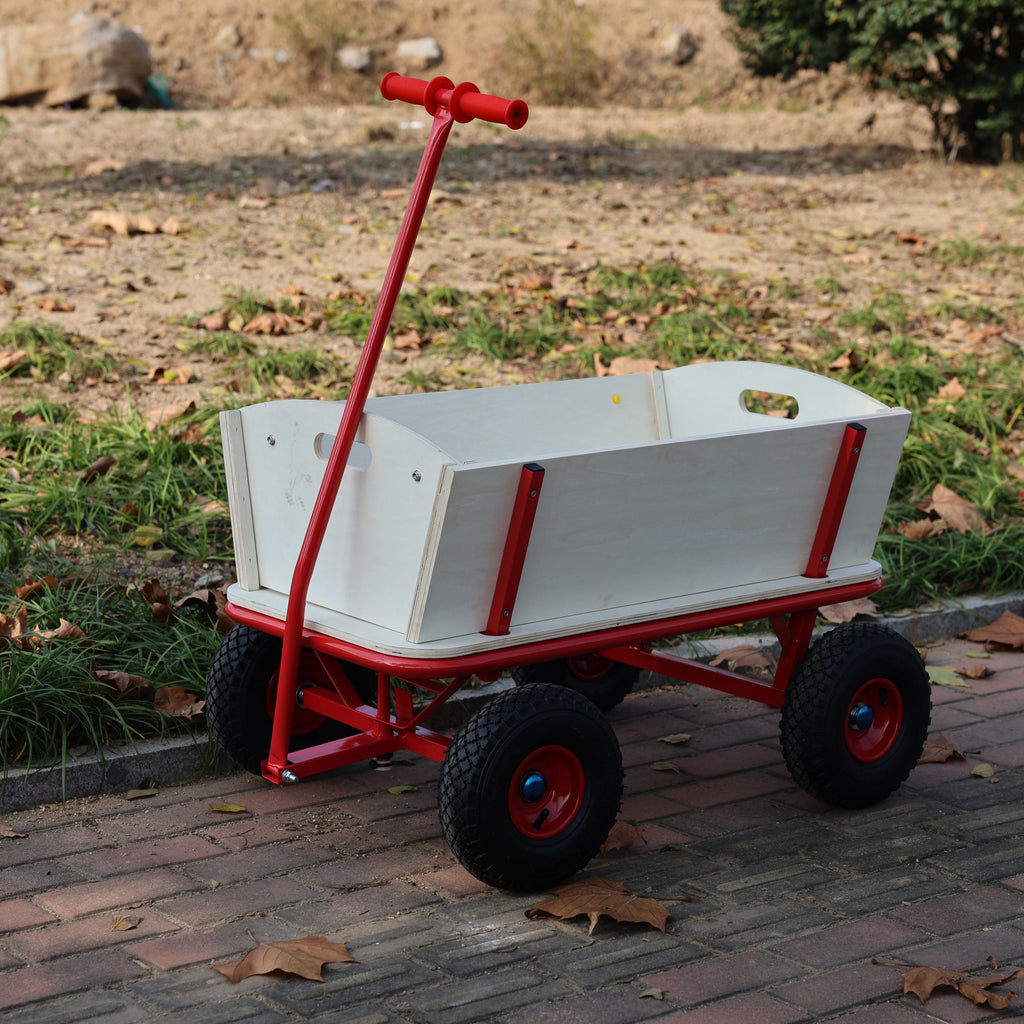 Wooden Children's Outdoor Stroller with Four-Wheel Design