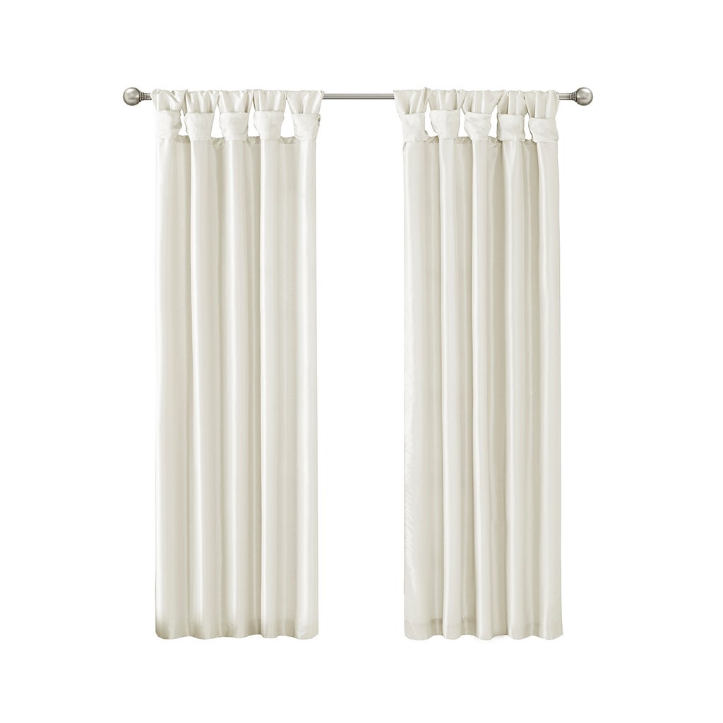 Twist Tab Lined Window Curtain Panel White 50x108