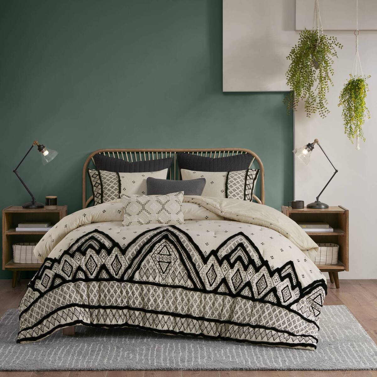 3 Piece Cotton and Flax Linen Blend Comforter Set Natural King/Cal King