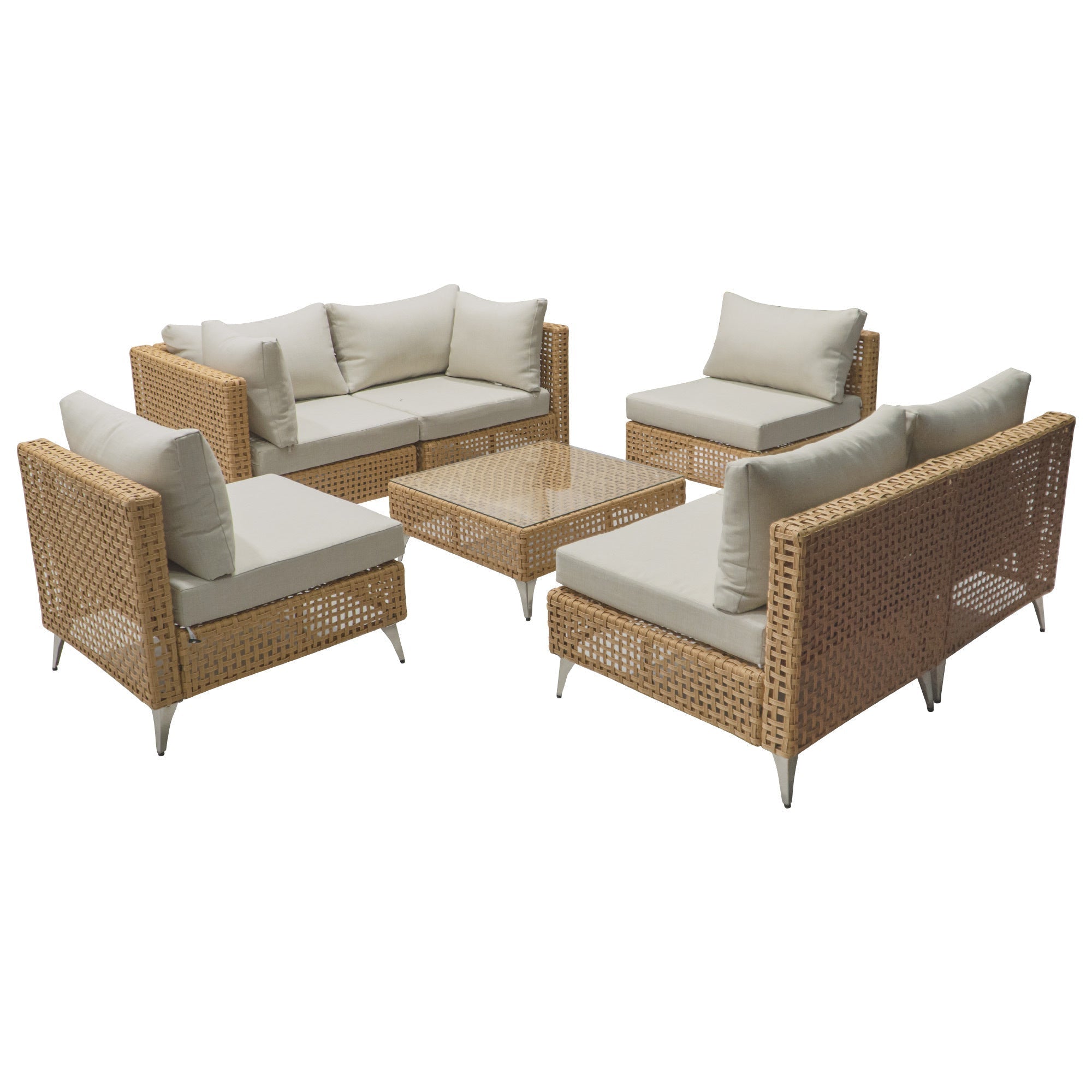 K&K 7-Piece Wicker Patio Furniture Set