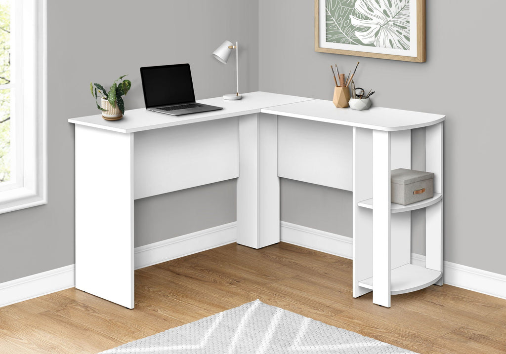 L-Shaped Corner Computer Desk with Storage Shelves