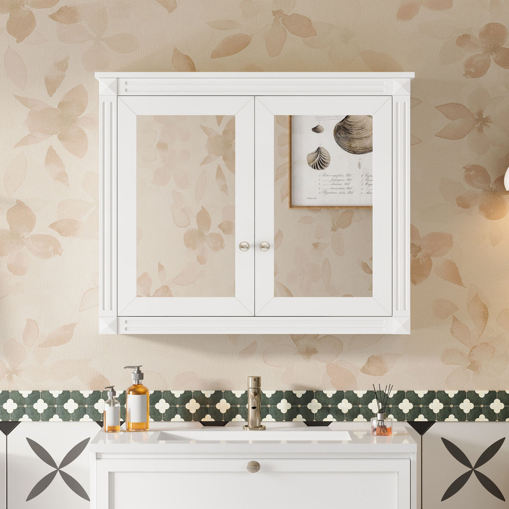Wall-Mounted Medicine Cabinet With 2 Mirrors and Adjustable Shelves