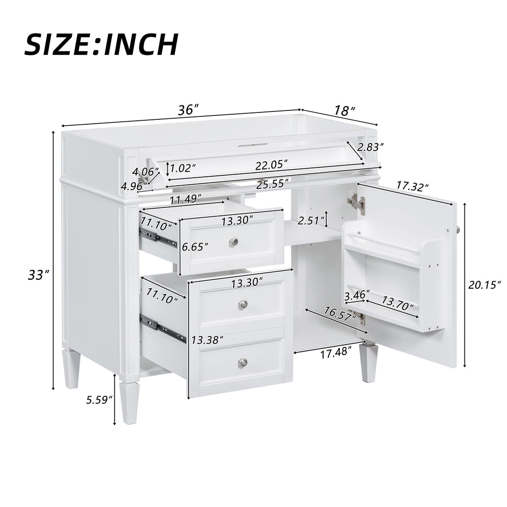 Bathroom Vanity With 2 Drawers and Tip-Out Storage Cabinet