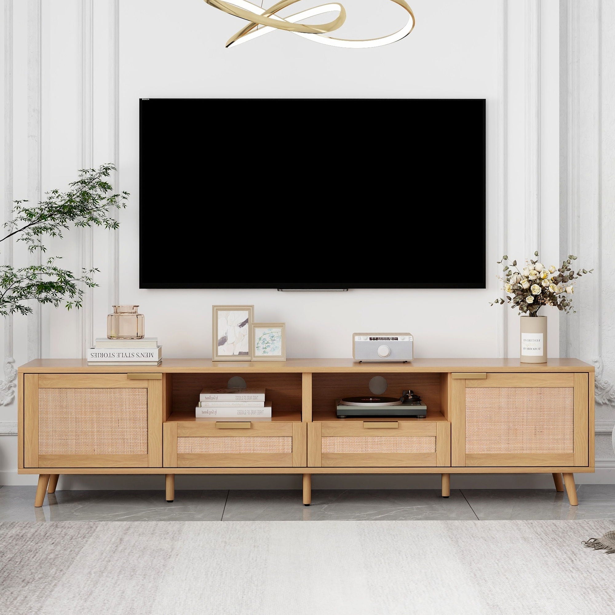 TV Stand Media Console With Cable Management