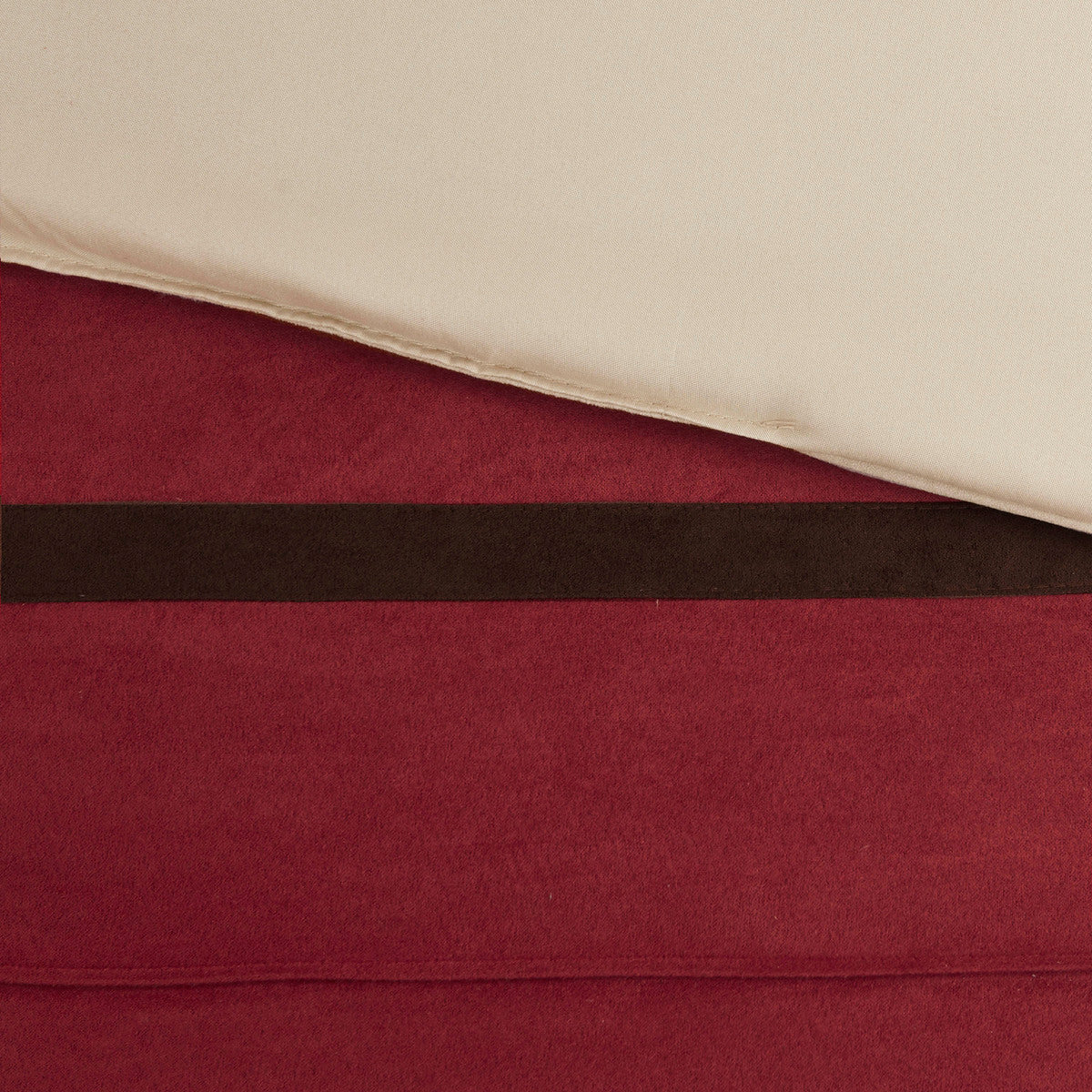 7 PC Pieced Faux Suede Comforter Set Red Cal King