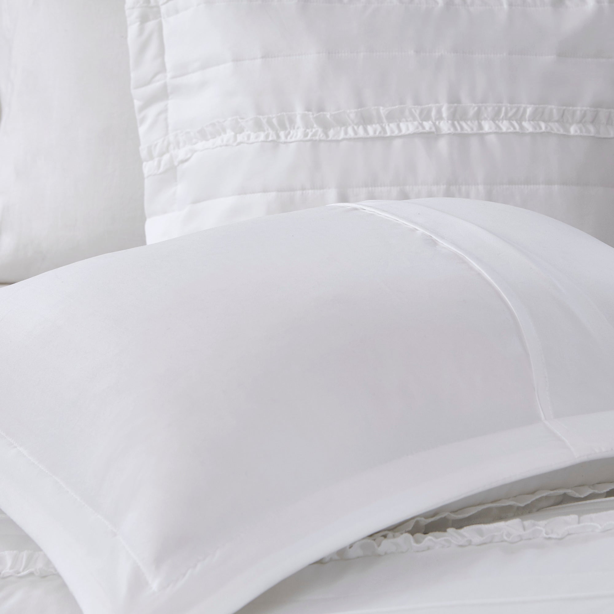 5 Piece Microfiber Ruffled Comforter Set - White California King