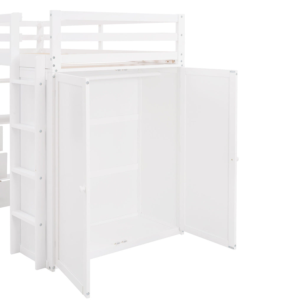 Loft Bed With Drawers, Desk, And Wardrobe