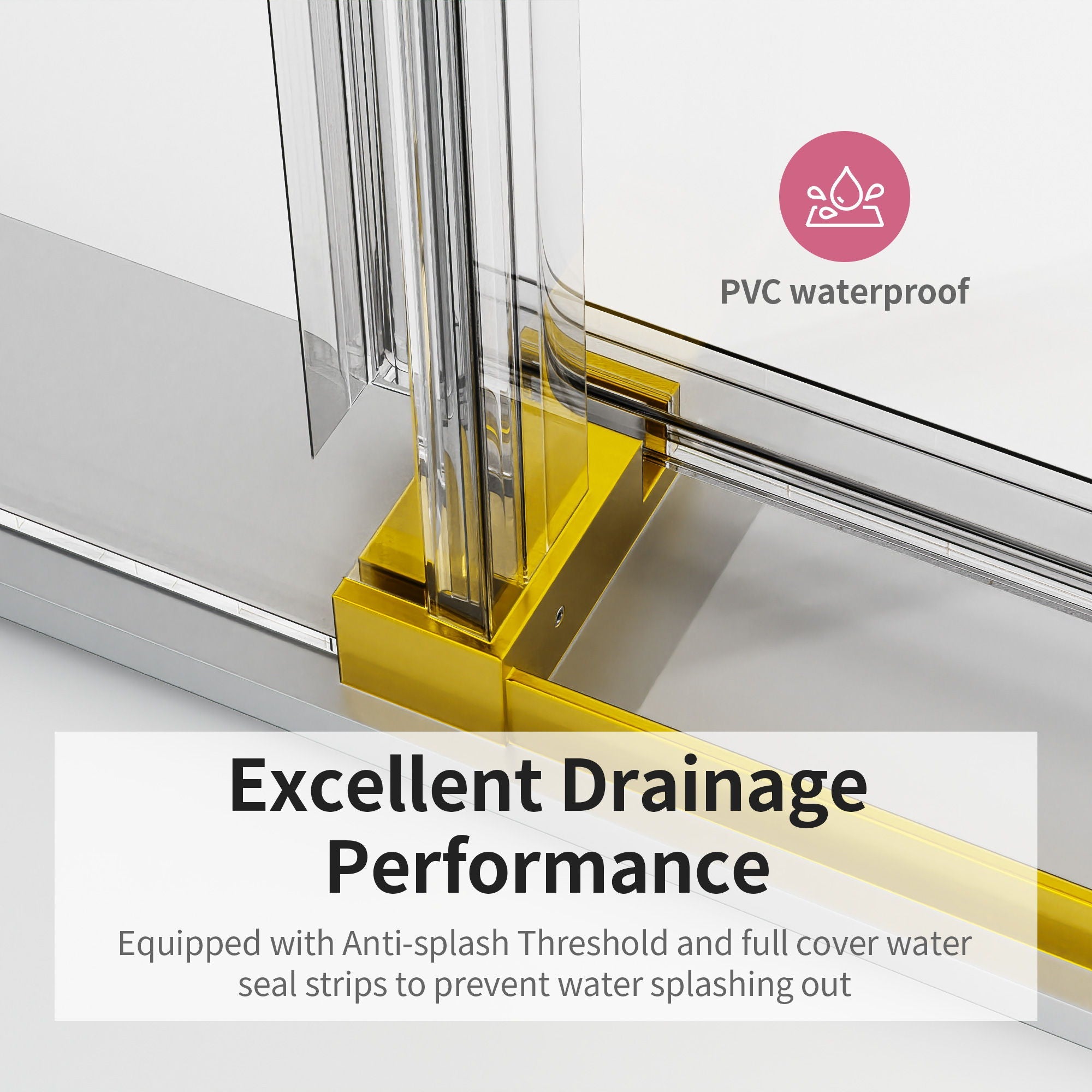 Frameless Single Sliding Soft Close Shower Doors, 3 / 8" Tempered Glass Reversible Installatio