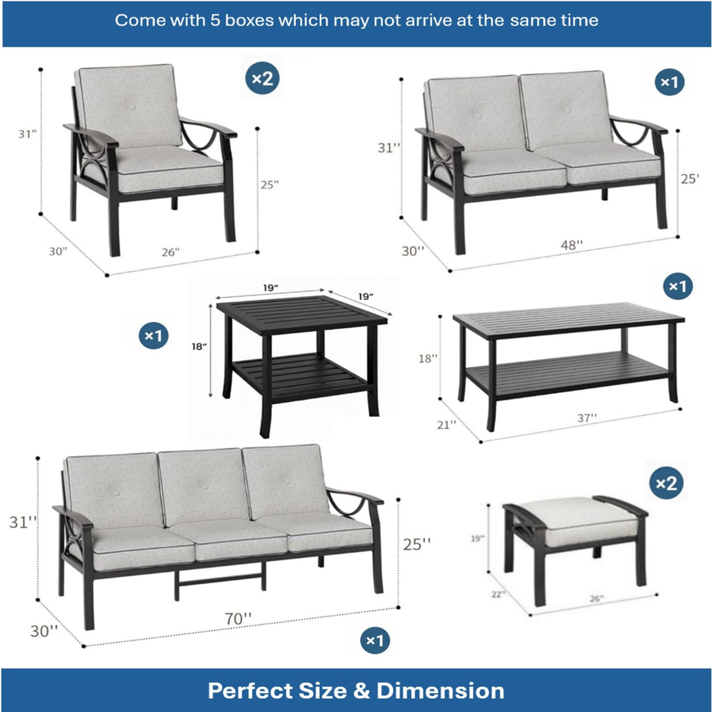 Patio Furniture Set with Coffee Table and Cushions for Backyard