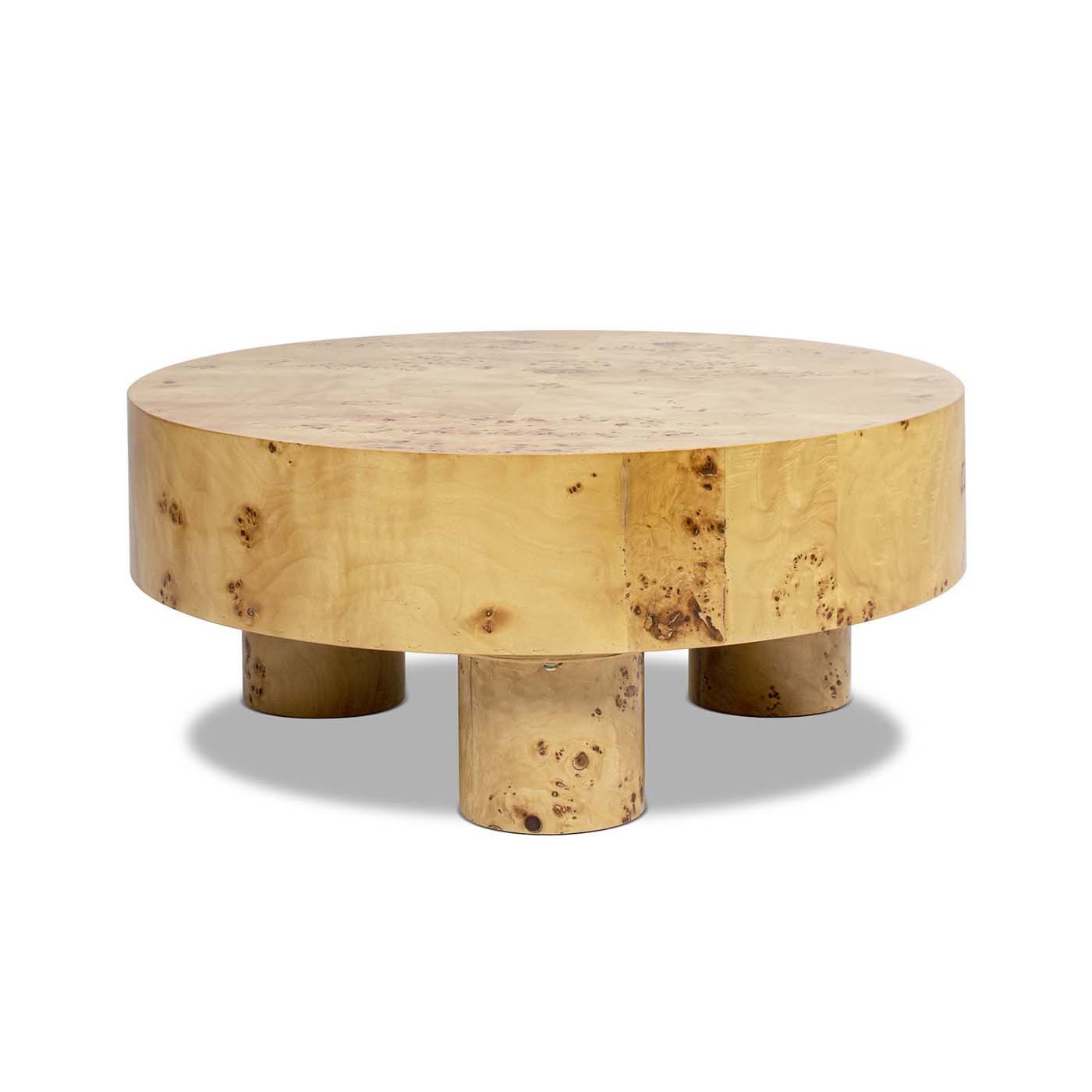 Nebula 35.5' Round Pillar Leg Coffee Table Warm Natural Brown Burl Wood